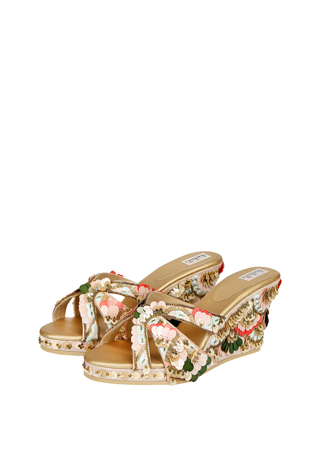 Multi-Colored Vegan Leather Sandals by Fuchsia by Aashka Mehta at Pernia's Pop Up Shop