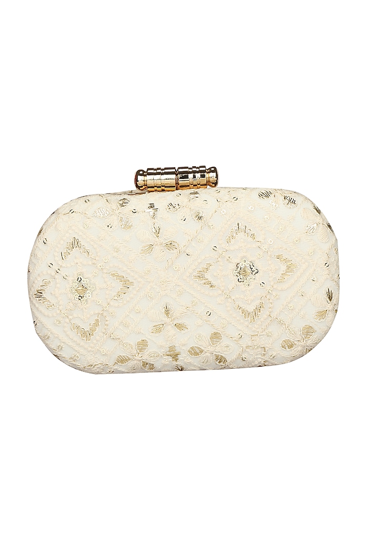 Ivory Embroidered Clutch by Fuchsia by Aashka Mehta at Pernia's Pop Up Shop