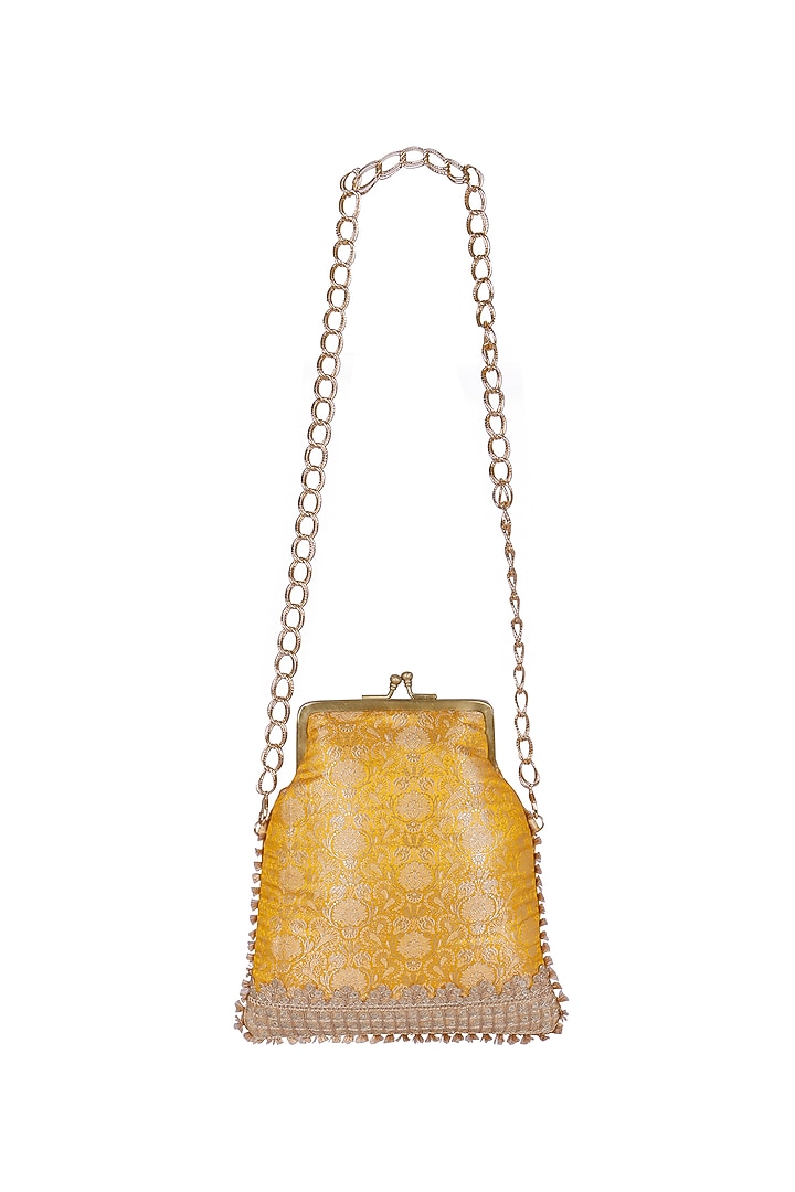 Yellow Silk Potli Bag by Fuchsia by Aashka Mehta at Pernia's Pop Up Shop