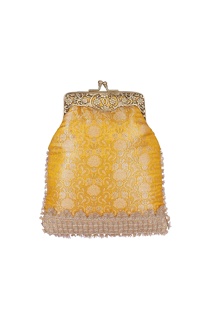 Yellow Silk Potli Bag by Fuchsia by Aashka Mehta at Pernia's Pop Up Shop