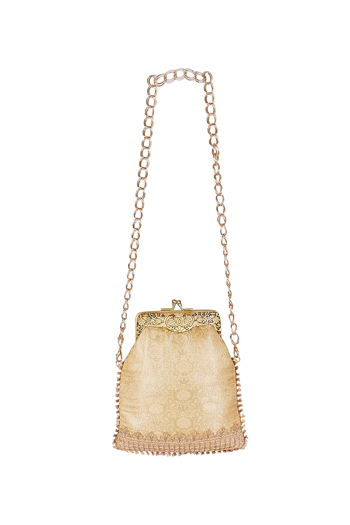 Gold Silk Potli Bag by Fuchsia by Aashka Mehta at Pernia's Pop Up Shop