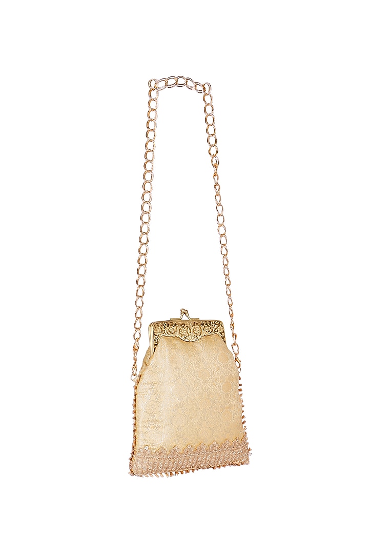 Gold Silk Potli Bag by Fuchsia by Aashka Mehta at Pernia's Pop Up Shop