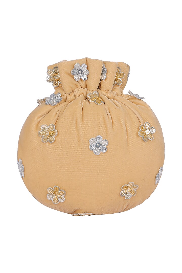 Gold Velvet & Brocade Potli Bag by Fuchsia by Aashka Mehta at Pernia's Pop Up Shop