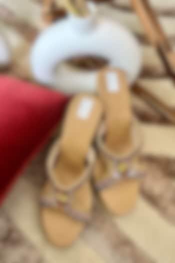 Multi-Colored Textile Embroidered Wedges by Fuchsia by Aashka Mehta at Pernia's Pop Up Shop