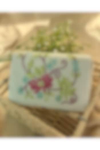 White Velvet Bead & Sequin Embroidered Handcrafted Clutch by Fuchsia by Aashka Mehta at Pernia's Pop Up Shop