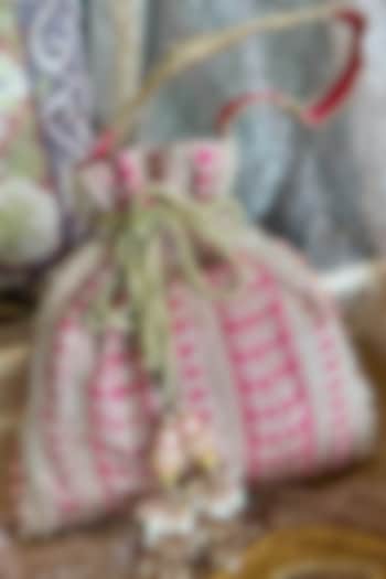 Pink Silk Embellished Potli Bag by Fuchsia by Aashka Mehta at Pernia's Pop Up Shop