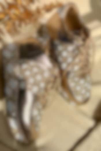 Gold Silk Zari Thread & Sequins Hand Embroidered Sneakers by Fuchsia by Aashka Mehta at Pernia's Pop Up Shop