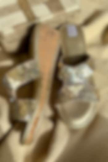 Gold Silk Sequins Work Heels by Fuchsia by Aashka Mehta at Pernia's Pop Up Shop