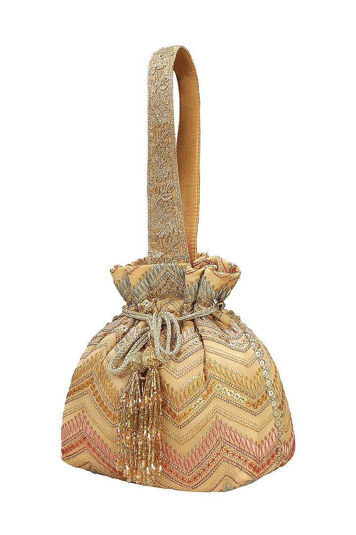 Gold Embroidered Potli by Fuchsia by Aashka Mehta at Pernia's Pop Up Shop