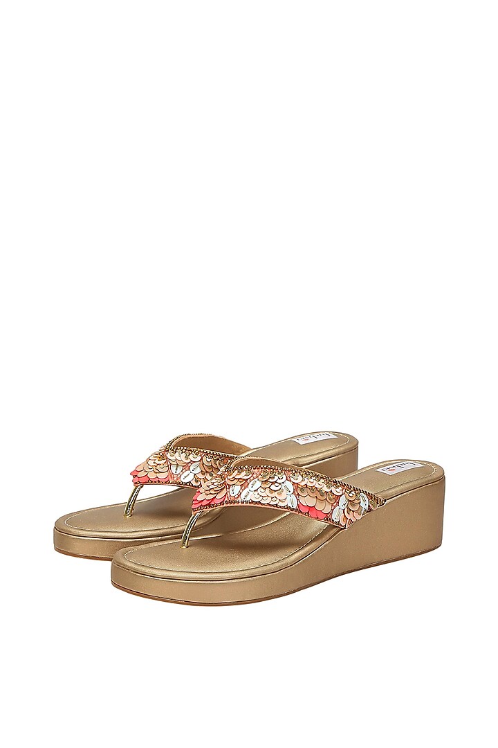 Multi-Coloured Faux Leather Sliders by Fuchsia by Aashka Mehta at Pernia's Pop Up Shop