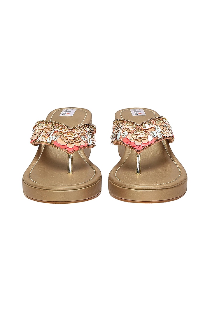 Multi-Coloured Faux Leather Sliders by Fuchsia by Aashka Mehta at Pernia's Pop Up Shop