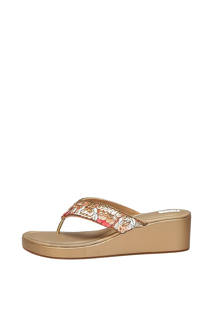Multi-Coloured Faux Leather Sliders by Fuchsia by Aashka Mehta at Pernia's Pop Up Shop
