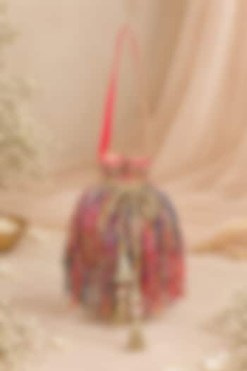 Multi-Colored Silk Hand Embroidered Potli by Fuchsia by Aashka Mehta at Pernia's Pop Up Shop