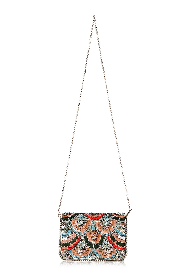 Powder Blue Sequins Embroidered Clutch by Fuchsia by Aashka Mehta at Pernia's Pop Up Shop
