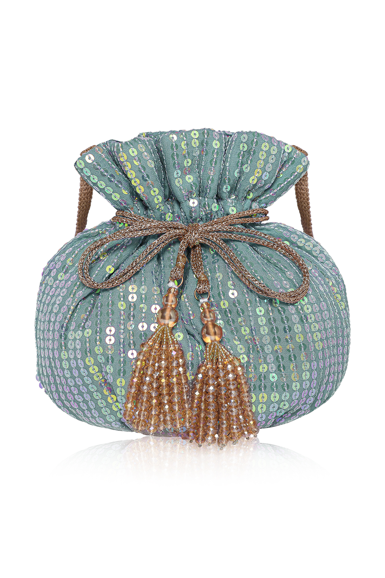 Ice Blue Sequins Embroidered Potli by Fuchsia by Aashka Mehta at Pernia's Pop Up Shop