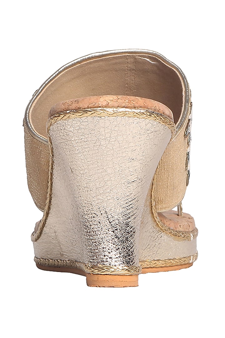 Gold Embroidered Kolhapuri Heels by Fuchsia by Aashka Mehta at Pernia's Pop Up Shop