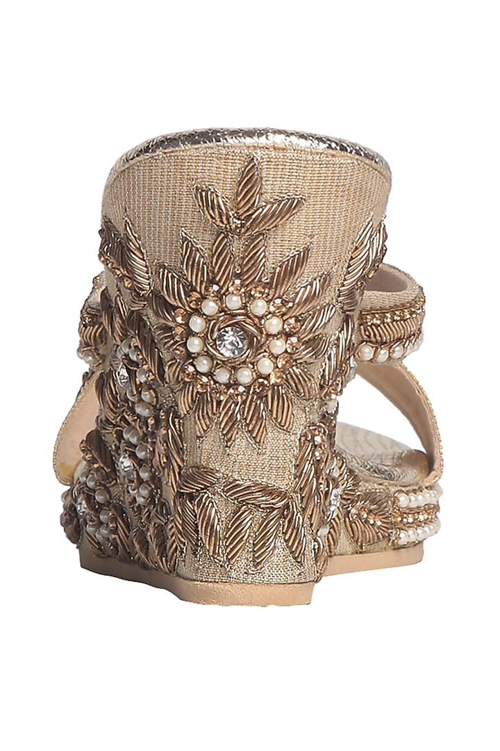 Antique Gold Handcrafted Sandals by Fuchsia by Aashka Mehta at Pernia's Pop Up Shop