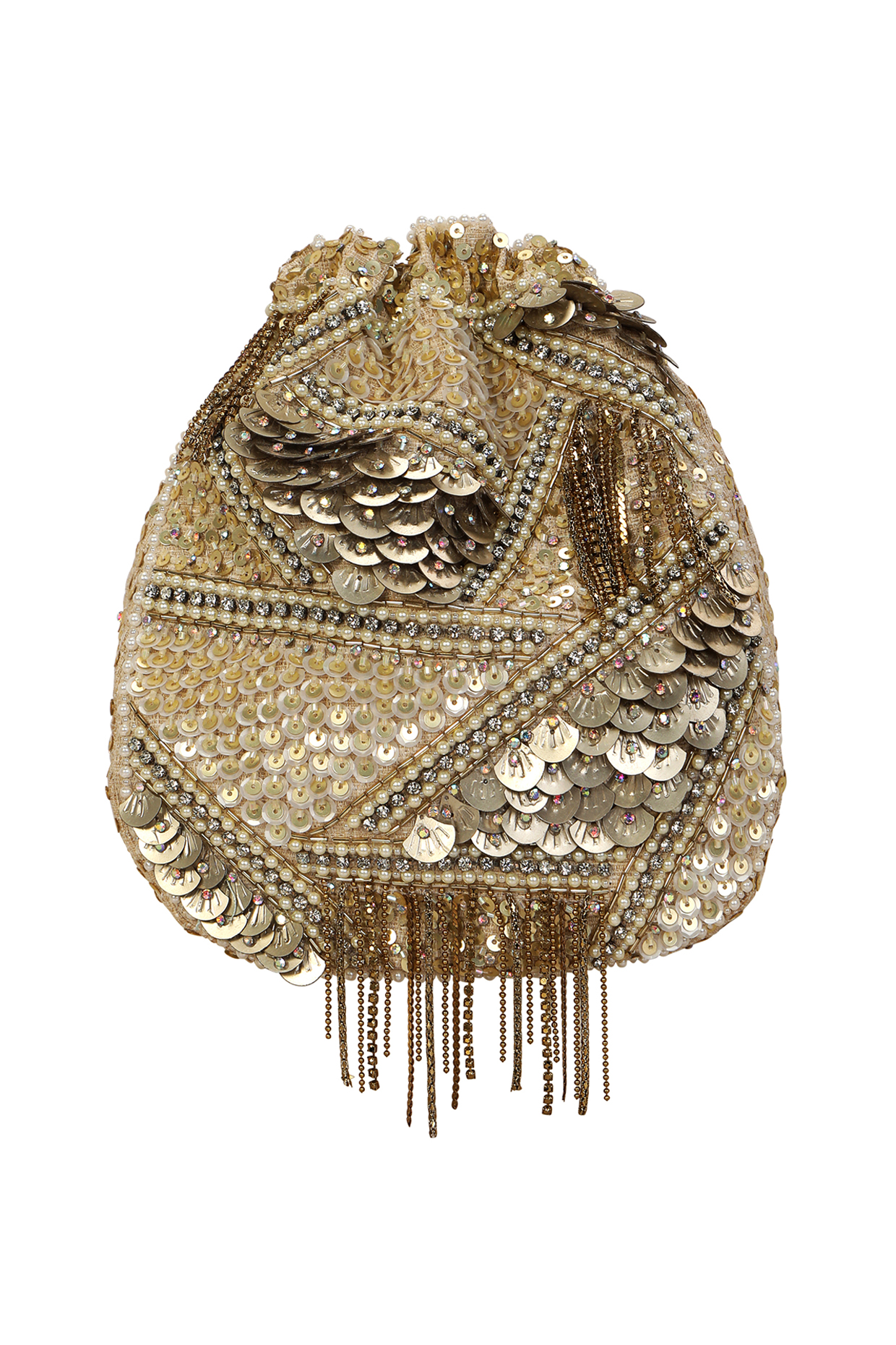 Gold Hand Embroidered Potli by Fuchsia by Aashka Mehta at Pernia's Pop Up Shop