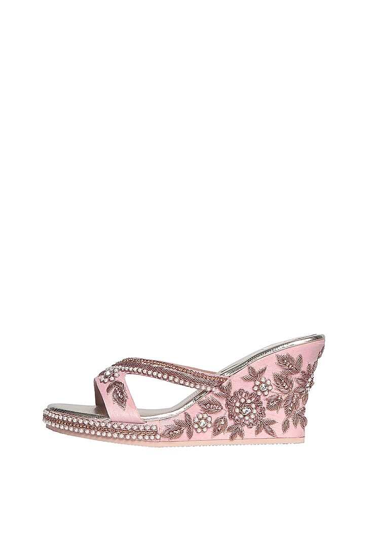 Pink Zardosi Embellished Handcrafted Heels by Fuchsia by Aashka Mehta at Pernia's Pop Up Shop