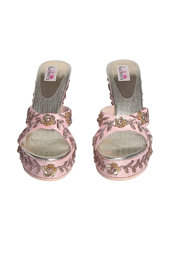 Pink Embellished Handcrafted Heels by Fuchsia by Aashka Mehta at Pernia's Pop Up Shop