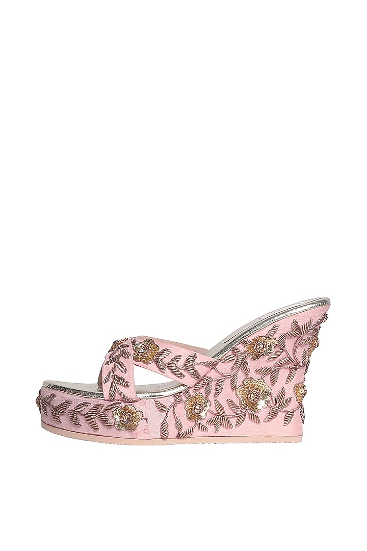 Pink Embellished Handcrafted Heels by Fuchsia by Aashka Mehta at Pernia's Pop Up Shop