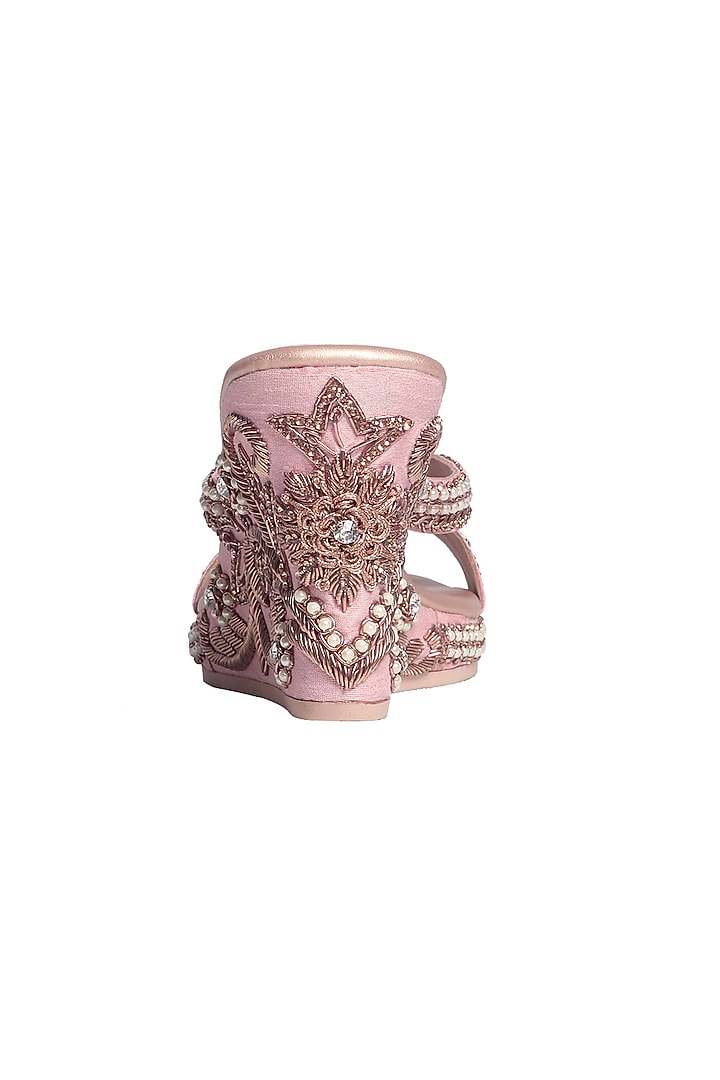 Rose Gold Pearl Handcrafted Heels by Fuchsia by Aashka Mehta at Pernia's Pop Up Shop