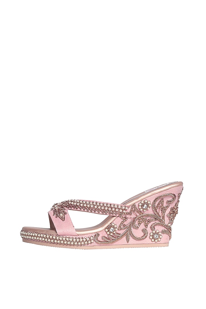 Rose Gold Pearl Handcrafted Heels by Fuchsia by Aashka Mehta at Pernia's Pop Up Shop