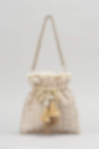 Gold Silk Embroidered Potli by Fuchsia by Aashka Mehta at Pernia's Pop Up Shop