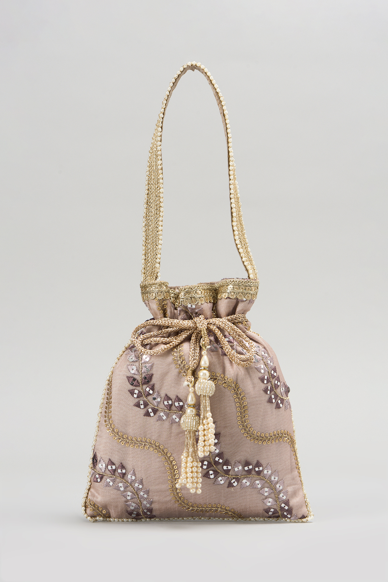 Patel Pink Silk Embroidered Potli by Fuchsia by Aashka Mehta at Pernia's Pop Up Shop