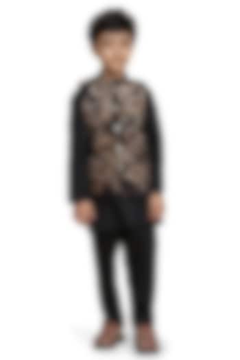 Multi-Colored velvet Printed Nehru Jacket Set by FUNNY BONES CLOTHINGS at Pernia's Pop Up Shop