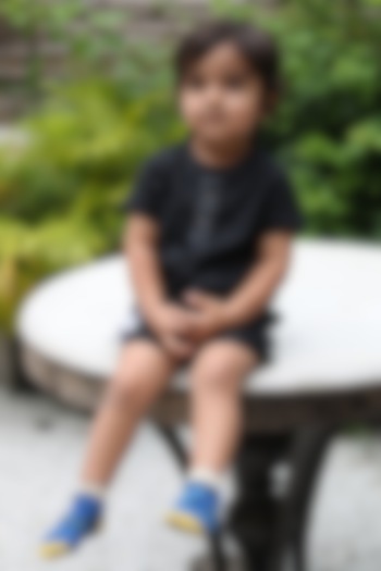 Black Pure Linen Co-Ord Set For Boys by FUNNY BONES CLOTHINGS