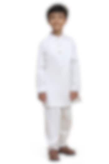 White Pure Cotton Kurta Set For Boys by FUNNY BONES CLOTHINGS at Pernia's Pop Up Shop