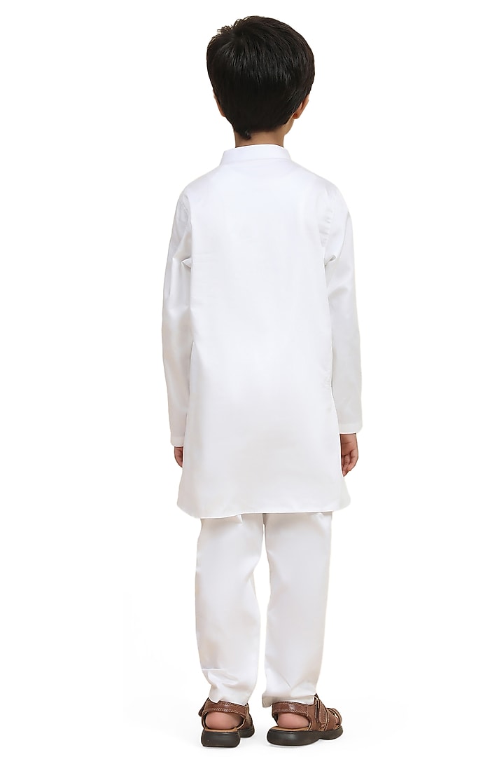 White Pure Cotton Kurta Set For Boys by FUNNY BONES CLOTHINGS at Pernia's Pop Up Shop