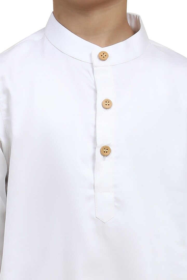 White Pure Cotton Kurta Set For Boys by FUNNY BONES CLOTHINGS at Pernia's Pop Up Shop