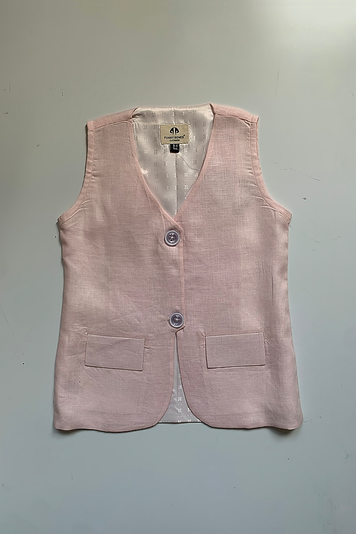 Pink Pure Linen Co-Ord Set For Girls by FUNNY BONES CLOTHINGS at Pernia's Pop Up Shop