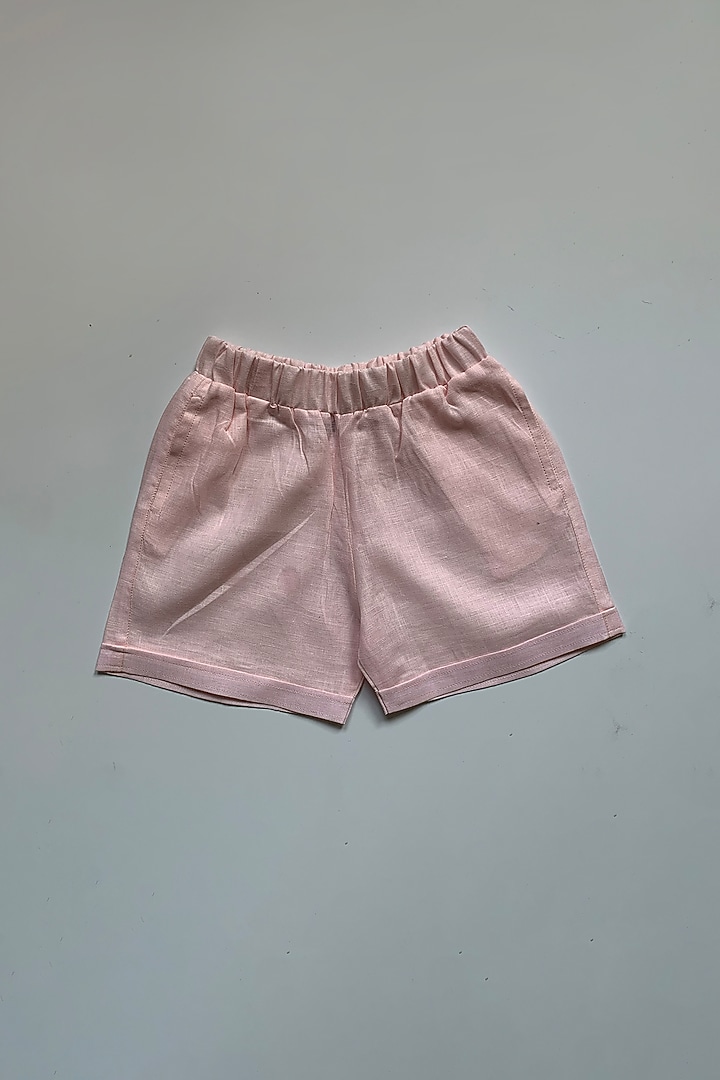 Pink Pure Linen Co-Ord Set For Girls by FUNNY BONES CLOTHINGS at Pernia's Pop Up Shop