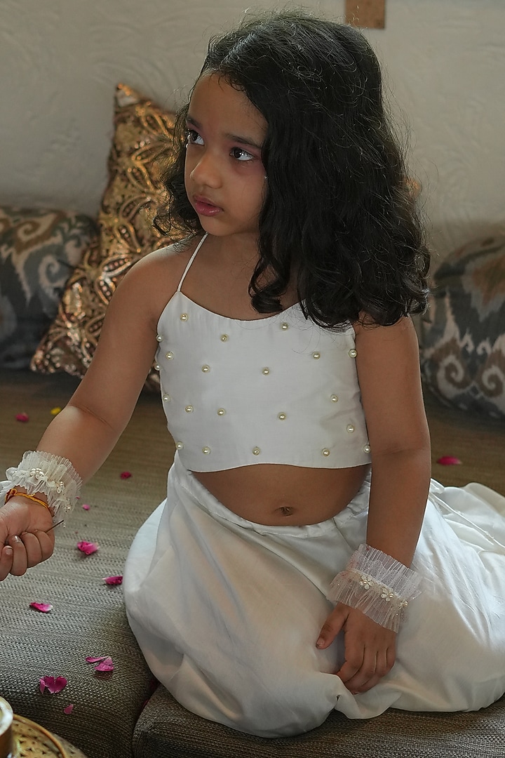 Off-White Silk Skirt Set by FUNNY BONES CLOTHINGS at Pernia's Pop Up Shop