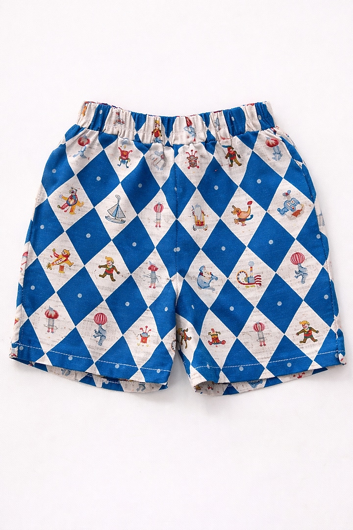 Multi-Colored Pure Linen Printed Co-Ord Set For Boys by FUNNY BONES CLOTHINGS at Pernia's Pop Up Shop