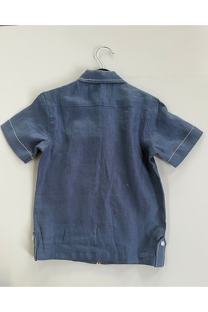 Indigo Pure Linen Co-Ord Set For Boys by FUNNY BONES CLOTHINGS at Pernia's Pop Up Shop