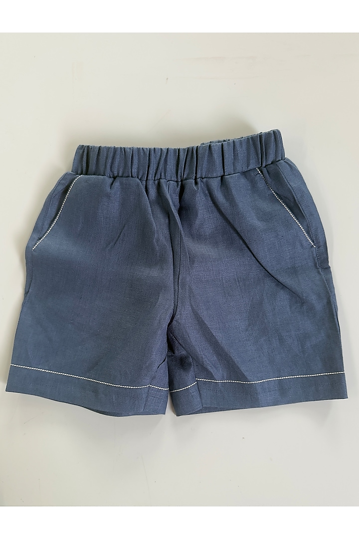 Indigo Pure Linen Co-Ord Set For Boys by FUNNY BONES CLOTHINGS at Pernia's Pop Up Shop