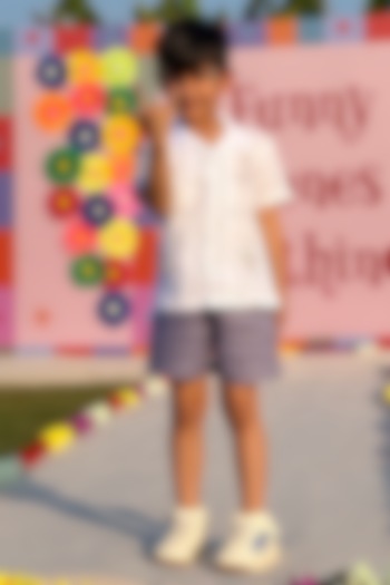 Off-White Pure Linen Co-Ord Set For Boys by FUNNY BONES CLOTHINGS at Pernia's Pop Up Shop