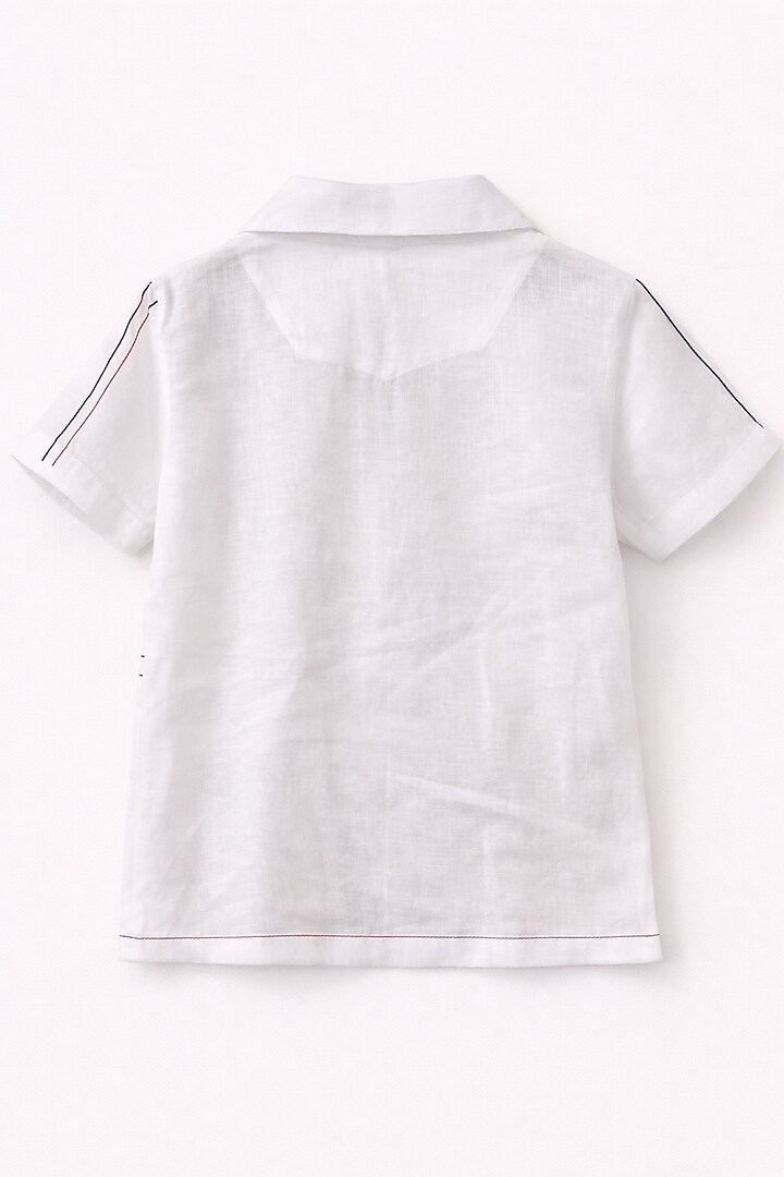 Off-White Pure Linen Co-Ord Set For Boys by FUNNY BONES CLOTHINGS at Pernia's Pop Up Shop