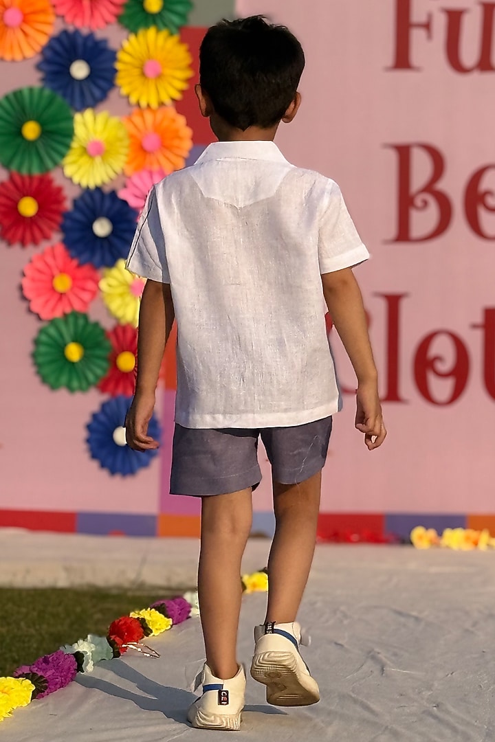 Off-White Pure Linen Co-Ord Set For Boys by FUNNY BONES CLOTHINGS at Pernia's Pop Up Shop
