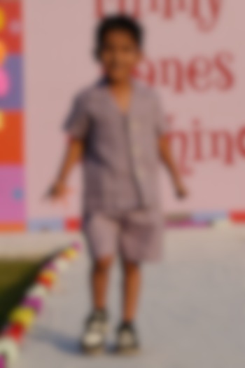 Lavender Pure Linen Handwork Co-Ord Set For Boys by FUNNY BONES CLOTHINGS at Pernia's Pop Up Shop