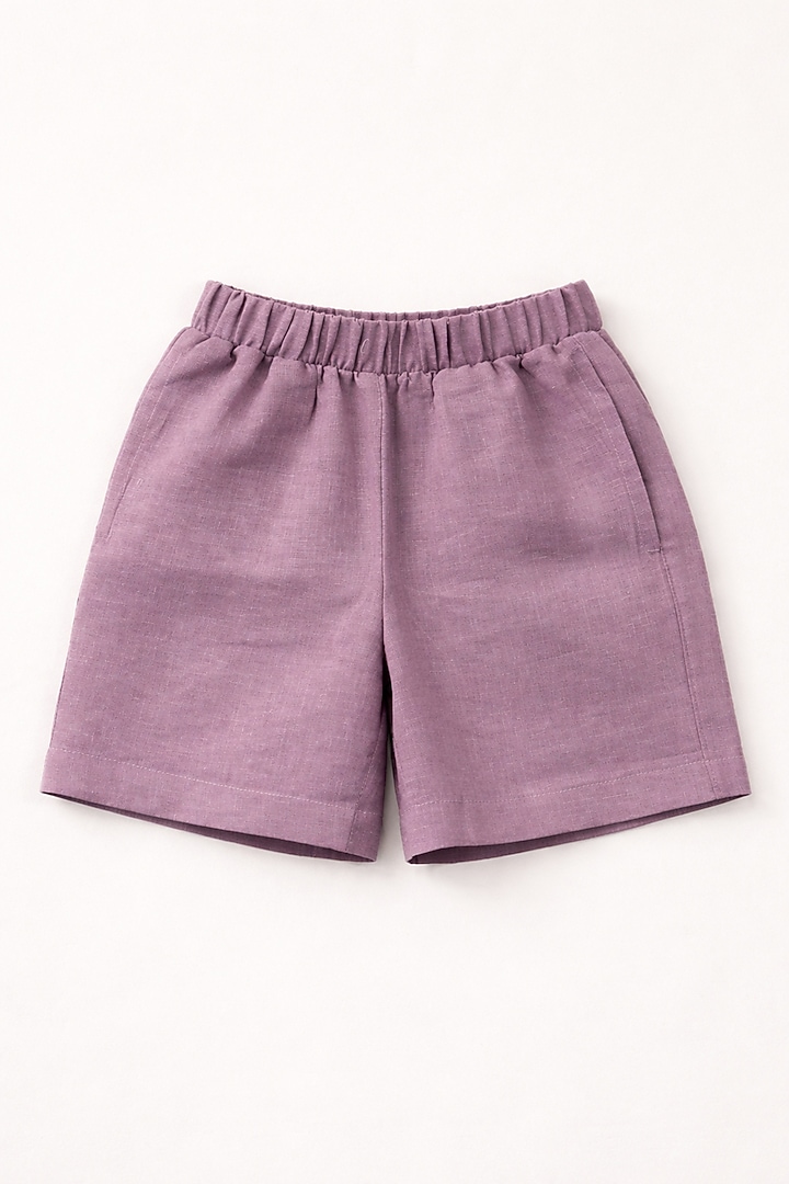 Lavender Pure Linen Handwork Co-Ord Set For Boys by FUNNY BONES CLOTHINGS at Pernia's Pop Up Shop
