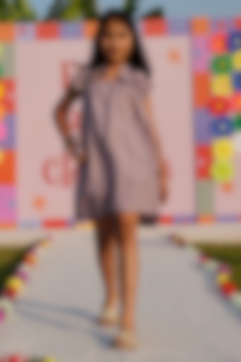 Lavender Pure Linen Dress For Girls by FUNNY BONES CLOTHINGS at Pernia's Pop Up Shop