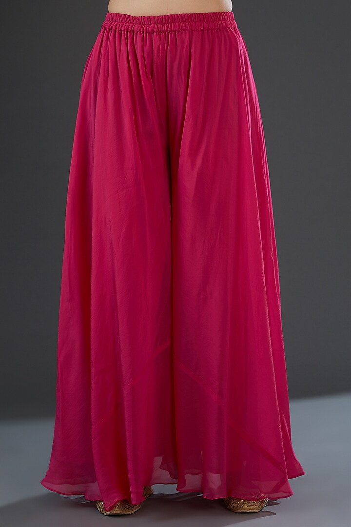 Fuchsia Organza Party Wear Sharara Set by Firann by Shaheen at Pernia's Pop Up Shop