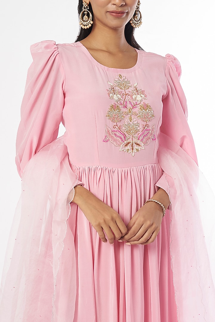 Pink Embroidered Engagement Gown by Firann by Shaheen at Pernia's Pop Up Shop