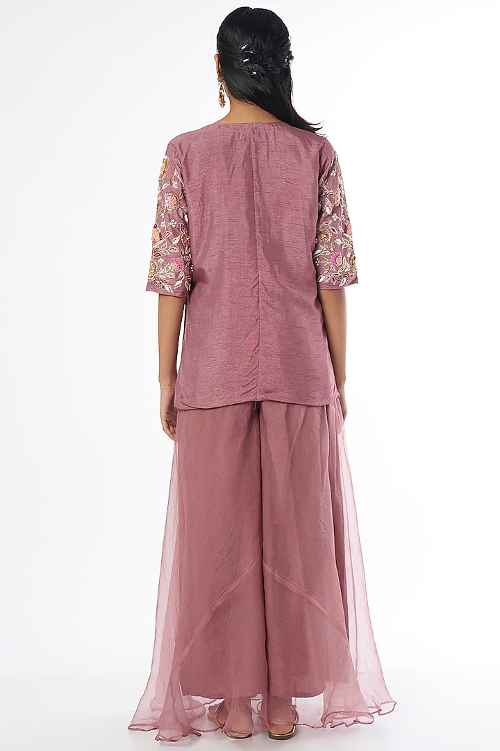 Rust Organza Silk Wedding Sharara Set by Firann by Shaheen at Pernia's Pop Up Shop