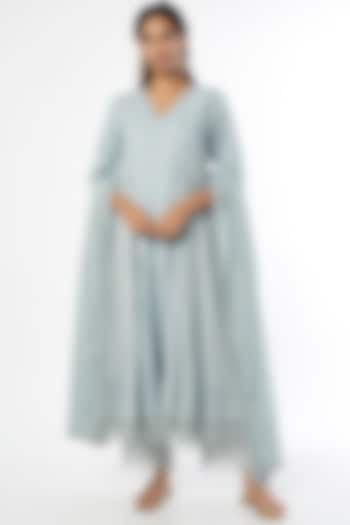 Powder Blue Cotton Anarkali Set by Firann by Shaheen at Pernia's Pop Up Shop